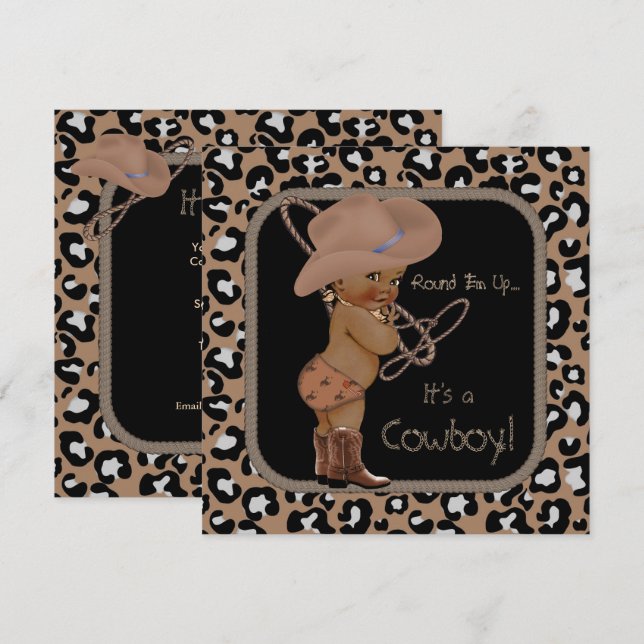 Cowboy Country Western Baby Shower Ethnic Invitation (Front/Back)