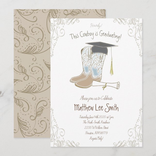 Cowboy Country Western Graduation Party Invitation (Front/Back)
