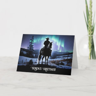 Cowboy Country Western Northern Lights Christmas Card