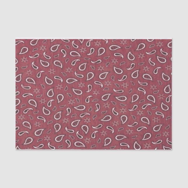 Cowboy country western red paisley star rustic tissue paper (Front)