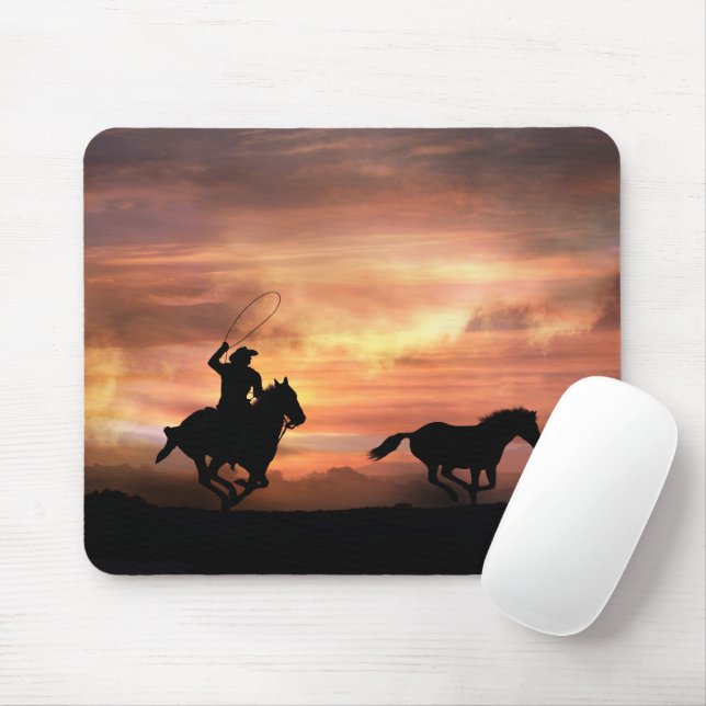 Cowboy Country Western Rodeo Roping  Mouse Mat (With Mouse)