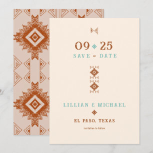 Cowboy Country Western Teal Wedding Save the Date Invitation