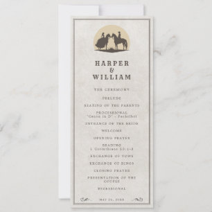 Cowboy couple wedding program invitation