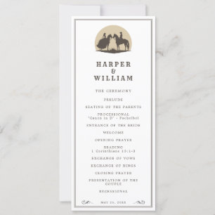 Cowboy couple wedding program invitation