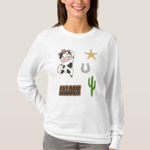 Cowboy Cow Beef Saloon Western Sticker Set T-Shirt