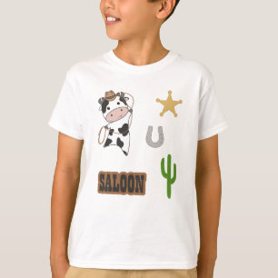 Cowboy Cow Beef Saloon Western Sticker Set T-Shirt