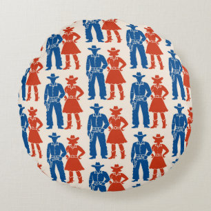 Cowboy & Cowgirl Americana Round Cushion
