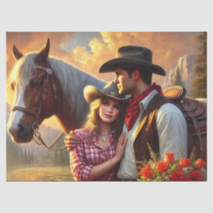 Cowboy Cowgirl and a Horse Western Tissue Paper
