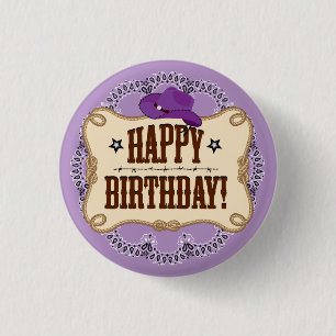 Cowboy, Cowgirl Birthday Button