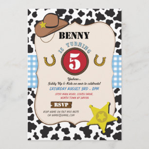 Cowboy Cowgirl Birthday Party Cow Boy Invitation