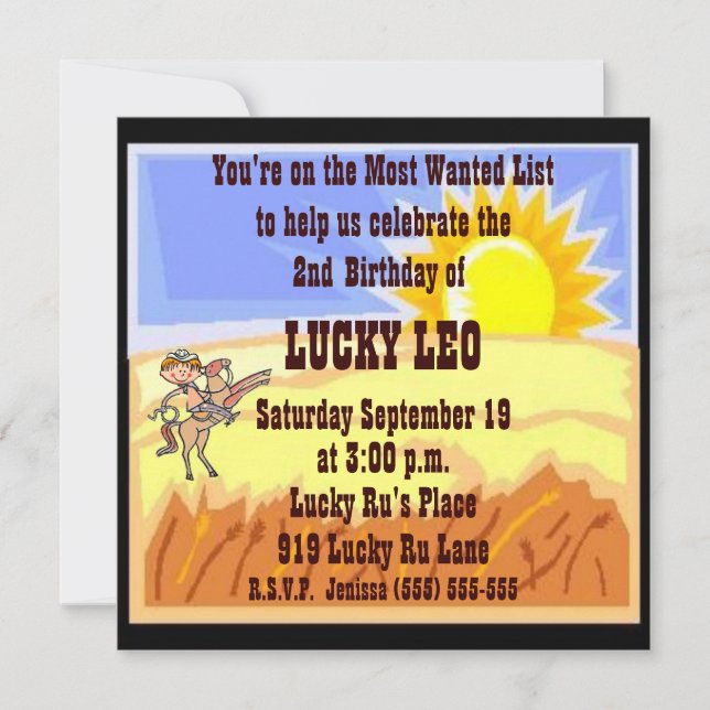 Cowboy/Cowgirl Birthday Party Invitation (Front)