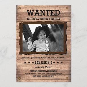 Cowboy Cowgirl Birthday PartyWanted Poster Invite