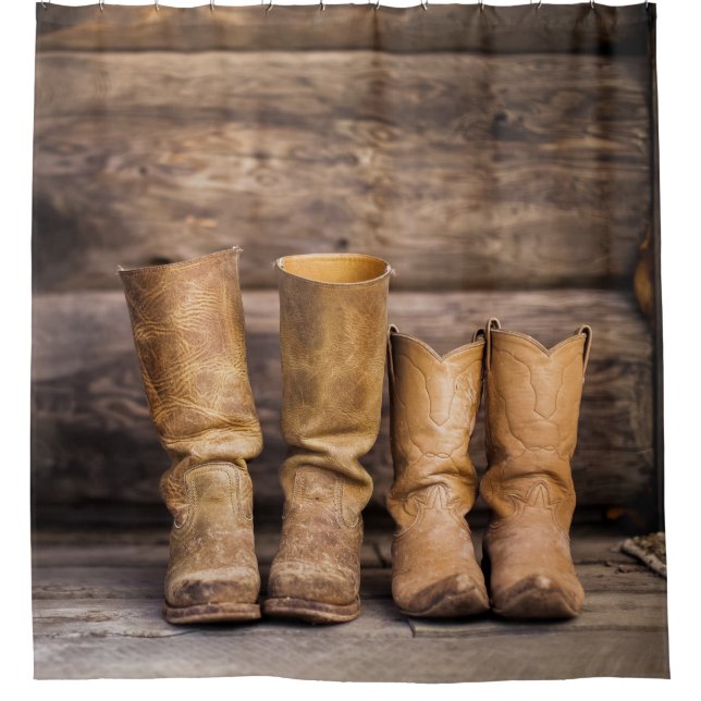 Cowboy & Cowgirl Boots Shower Curtain (Front)