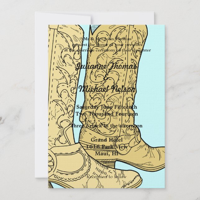 Cowboy Cowgirl Boots Western Wedding Invitation (Front)