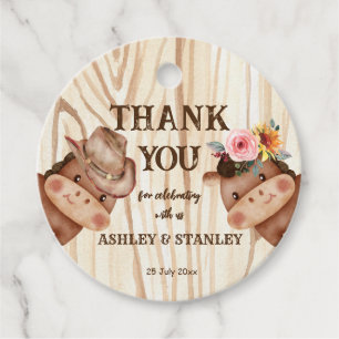 Cowboy cowgirl gender reveal party  favour tags