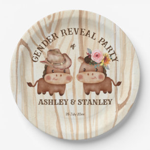 Cowboy cowgirl gender reveal party  paper plate