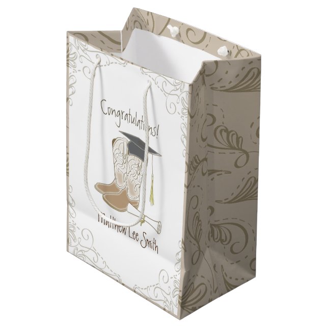 Cowboy Cowgirl Graduation Country Western Party Medium Gift Bag (Front Angled)