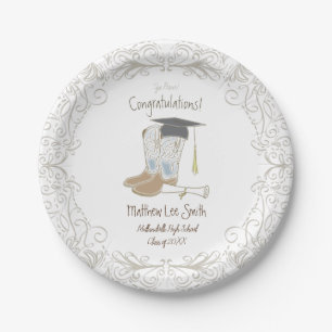 Cowboy Cowgirl Graduation Country Western Party Paper Plate