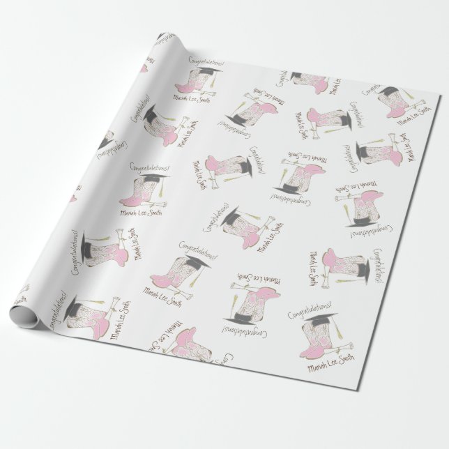 Cowboy Cowgirl Graduation Country Western Party Wrapping Paper (Unrolled)