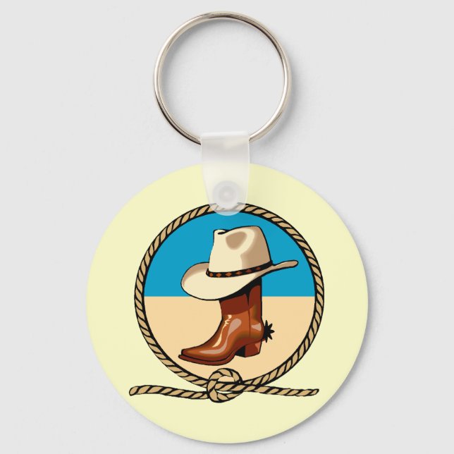 Cowboy, Cowgirl, Hat and Boot Key Ring (Front)