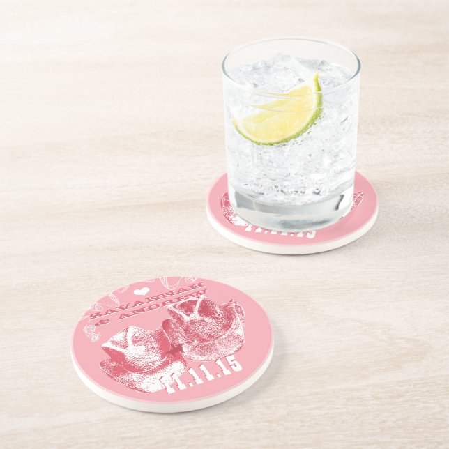 Cowboy Cowgirl Hat Vintage Anniversay Coaster (Side)