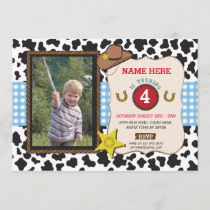 Cowboy Cowgirl Photo Birthday Party Sherif Invite