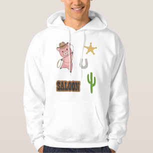 Cowboy Cowgirl Pig Saloon Western Country Hoodie