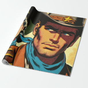 Cowboy/Cowgirl Retro Comics Wrapping Paper