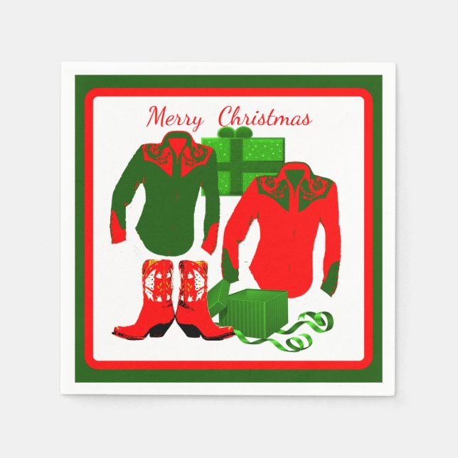 Cowboy Cowgirl Rodeo Western Shirts and Boots Napkin (Front)