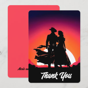 Cowboy & Cowgirl Sunset Thank You Card