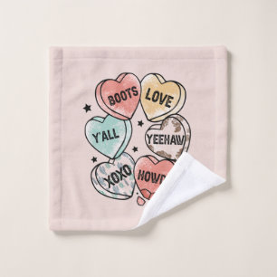 Cowboy Cowgirl Theme Hearts Bath Towel Set
