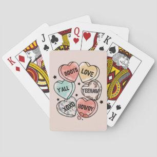 Cowboy Cowgirl Theme Hearts Fleece Playing Cards