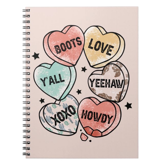 Cowboy Cowgirl Theme Hearts Notebook (Front)