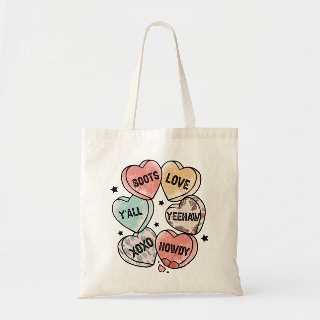 Cowboy Cowgirl Theme Hearts Tote Bag (Front)