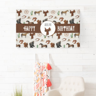 Cowboy Cowgirl Western Rodeo Country Birthday Banner