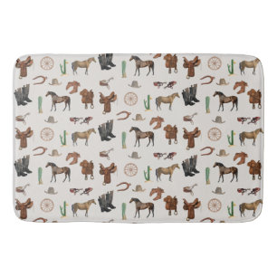 Cowboy Cowgirl Western Rodeo Country Pattern Bath Mat