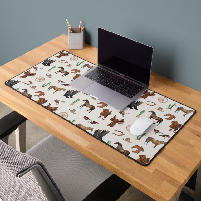 Cowboy Cowgirl Western Rodeo Country Pattern Desk Mat (Office 2)