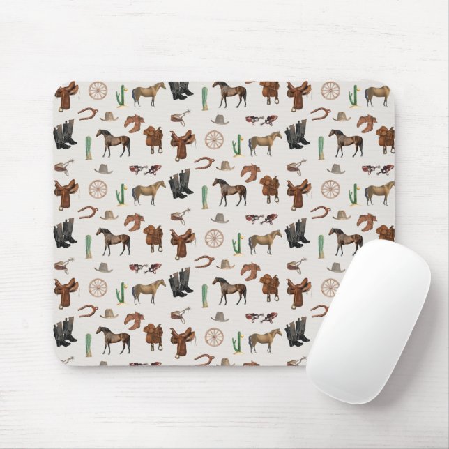 Cowboy Cowgirl Western Rodeo Country Pattern Mouse Mat (With Mouse)