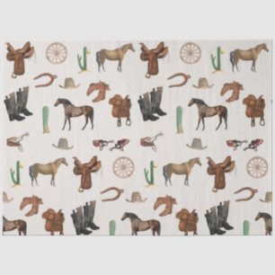 Cowboy Cowgirl Western Rodeo Country Pattern Tissue Paper