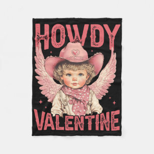 Cowboy Cupid Tight Hearts Love Western Howdy Valen Fleece Blanket