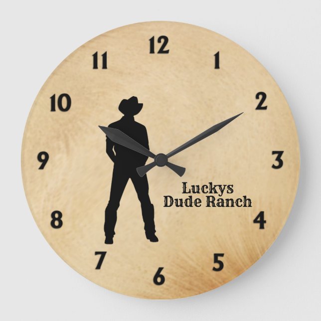 Cowboy Custom Text Large Clock (Front)