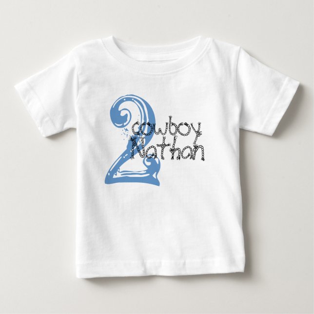 Cowboy  Customisable 2nd Birthday Tshirt (Front)