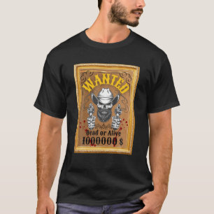 Cowboy Cut Wanted Men Skull Western Design T-Shirt