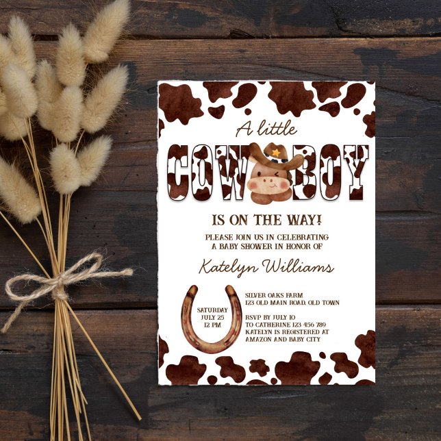 Cowboy cute baby horse western baby shower invitation (Cowboy cute baby horse western country baby shower invitation template digital download cow pattern)