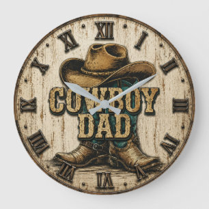 Cowboy Dad Western Rustic Ranch Large Clock