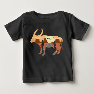 Cowboy Desert Sunrise Cattle Bull Cactus Baby T-Shirt