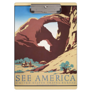 Cowboy Desert Vintage Western Horses Clipboard