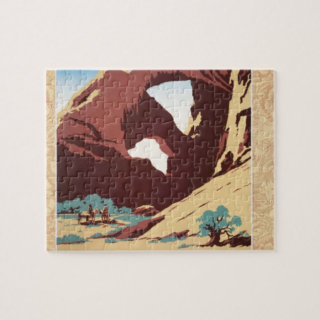Cowboy Desert Vintage Western Horses  Jigsaw Puzzle (Horizontal)