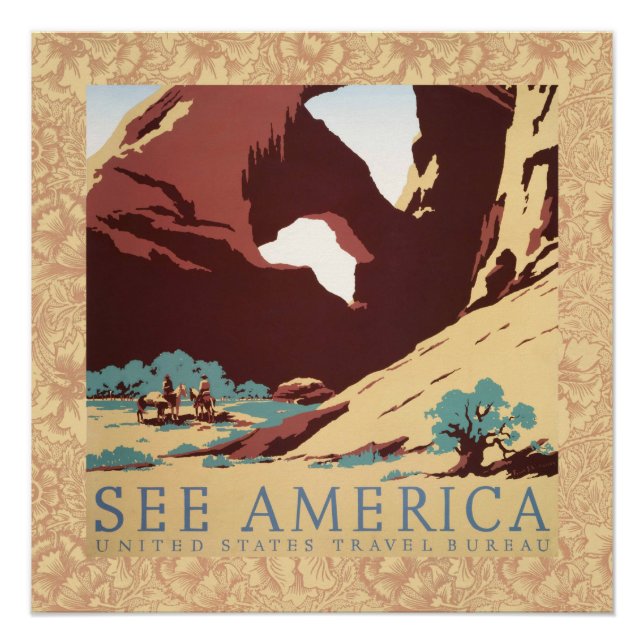 Cowboy Desert Vintage Western Horses  Poster (Front)