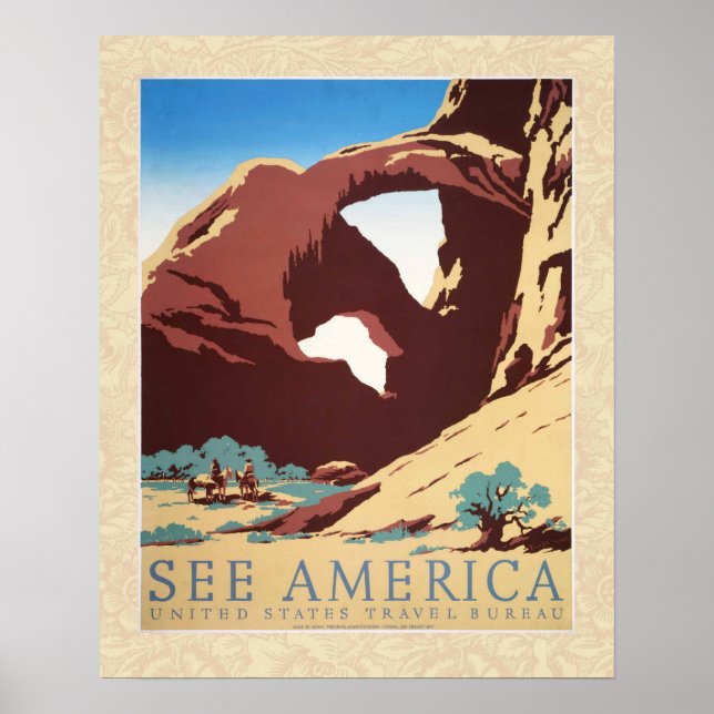 Cowboy Desert Vintage Western Horses  Poster (Front)